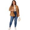 Agnes Orinda Women's Plus Size 2 Piece Corduroy Long Sleeve Peplum Shirts and Elastic Waist Button Down Mini Skirt Set with Pockets - 3 of 4