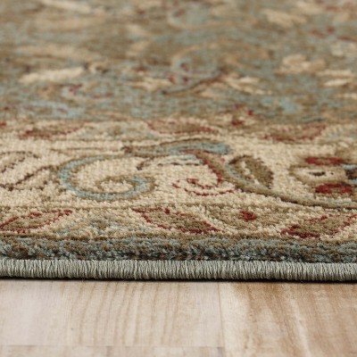 Green Floral Synthetic Traditional Area Rug