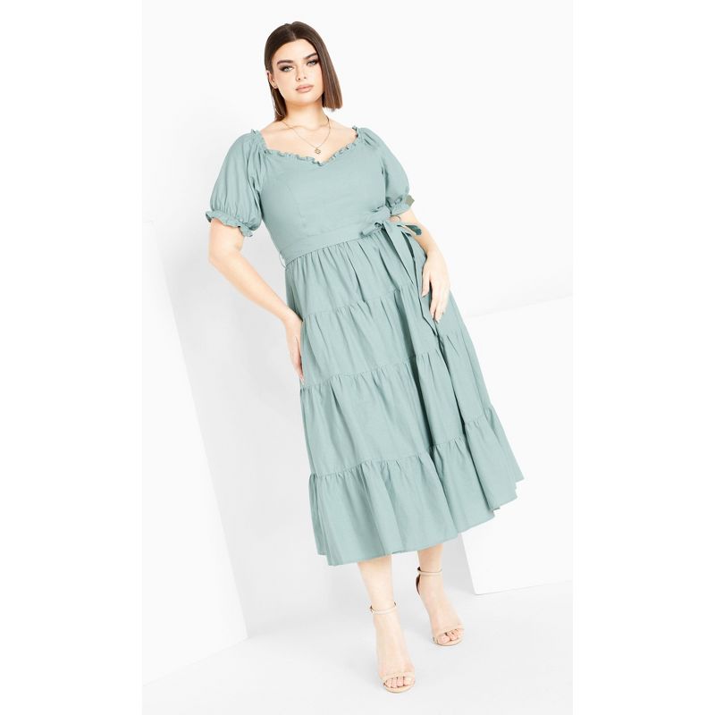 Women's Plus Size Puff Sleeve Maxi Dress - seafoam | CITY CHIC, 1 of 7
