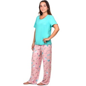 Memoi Women's Spa Kitty Two Piece PJ Set In A Bag - 1 of 4