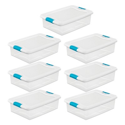 Sterilite 32-Qt. Clear & Blue Stackable Latching Storage Box Container (7 Pack)