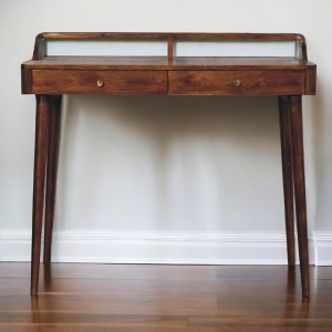 Mango Wood Console Table, 2 Drawers, Nordic Legs, Elevated Design, Entryway & Living Room - 1 of 4