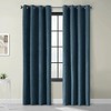 Thermaplus Navar Faux Suede Textured Blackout Window Treatment Grommet Curtain Panel for Bedroom Livingroom Navy - 2 of 4
