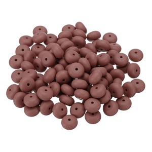 Unique Bargains Smooth Lentil Focal Cute Silicone Beads for Keychain Jewelry Making 50 Pcs 0.55" Brown - 1 of 4