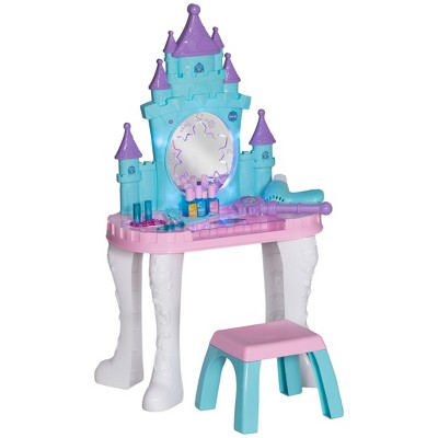 Acoinel Vanity Set with Mirror Hair Dryer and Stool for Kids