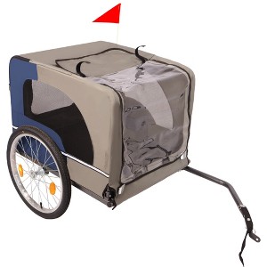 Dog Bike Trailer - Folding Pet Trailer Car for Bicycle, Folding Pet Carrier with 20 Inch Wheels, 2 Entrances, Safety Flag, Easy to Connect & Store - 1 of 4