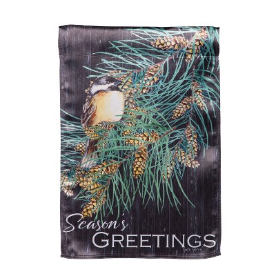 Evergreen Season's Greeting Bird Lustre Garden Flag 12 x 18 Inches Indoor Outdoor Decor