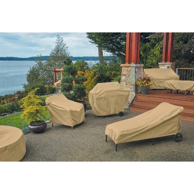 Beige Water-Resistant High Back Patio Chair Cover