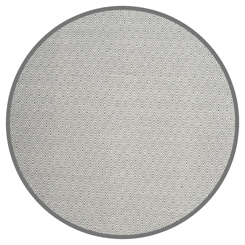 Ivory/Gray Stripe Flatweave Woven Round Accent Rug - (4' Round) - Safavieh