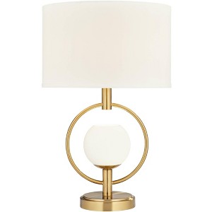 360 Lighting Galena 25" High Ring Modern Luxe Table Lamp USB Port Night Light Gold Finish Metal Single White Shade Living Room Charging Bedroom - 1 of 4