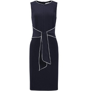 INSPIRE CHIC Women's Contrast Color Pencil Zipper Neck Tie Waist Sheath Dress - 1 of 4