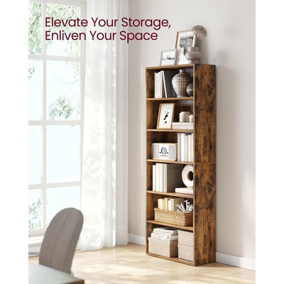 OLIXIS 5/6 Tier Adjustable Bookshelf – Open Bookcase, Wood Composite, 53/63in, Modern