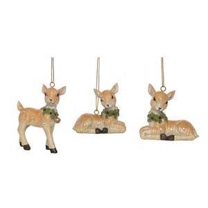 Transpac Resin Nostalgic Reindeer Ornament Set of 3 Christmas Home Decorations - 1 of 1