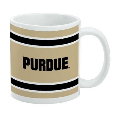Purdue University Stripes Ceramic Coffee Mug Novelty Gift Mugs for Coffee Tea and Hot Drinks 11oz White