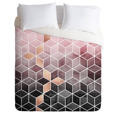 Twin/Twin XL Elisabeth Fredriksson Gradient Geometric Cubes Comforter Set Pink - Deny Designs