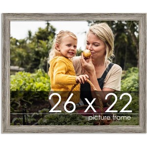 PosterPalooza | 26x22 Thin Barnwood Picture Frame, UV Acrylic, 2 Finishes - Grey and Black - 1 of 4