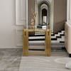 Dolonm Modern Stainless Steel & Glass End Table - 19.69" Square Gold Side Table with 8mm Tempered Glass Shelves - 4 of 4