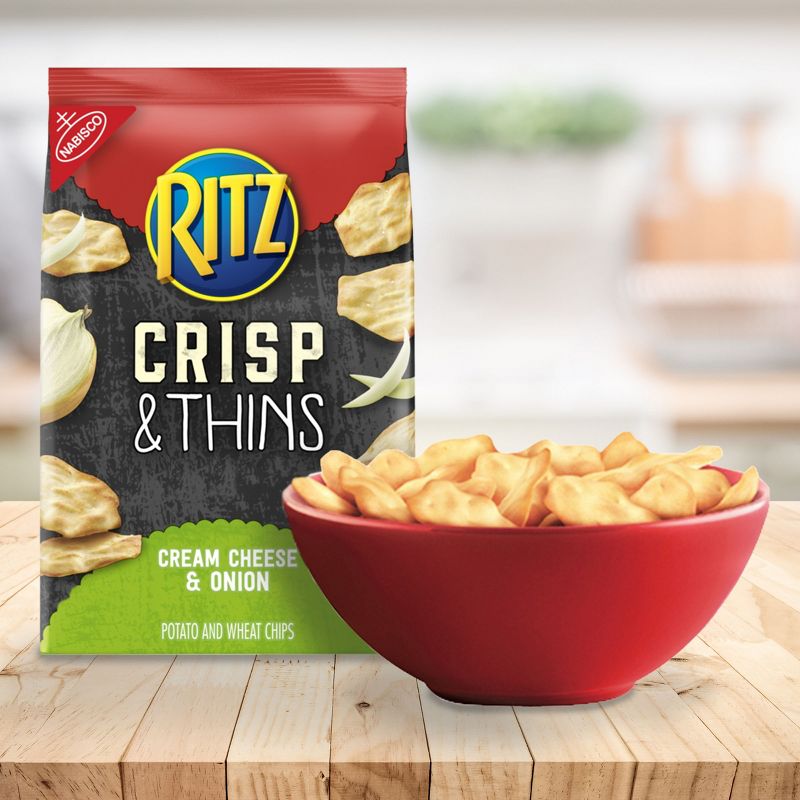 Ritz Crisp & Thins Cream Cheese & Onion Potato And Wheat Chips - 7.1oz, 6 of 16