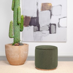 NicBex Round Ottoman Faux Sheepskin Upholstered Foot Stool, Metal Base with Stylish Wood Grain Look for Living Room, Entryway - 1 of 4