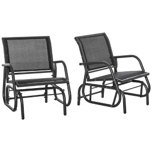 Outsunny Outdoor Glider Chair, Swing Chair with Breathable Mesh Fabric, Curved Armrests and Steel Frame for Porch, Garden, Poolside, Balcony - 1 of 4