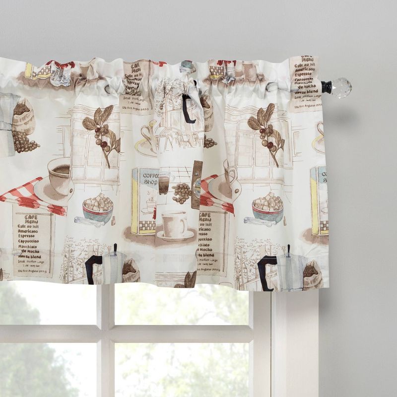 Brew Coffee Shop Semi Sheer Rod Pocket Kitchen Curtain Valance and Tiers Set White - No. 918, 3 of 10