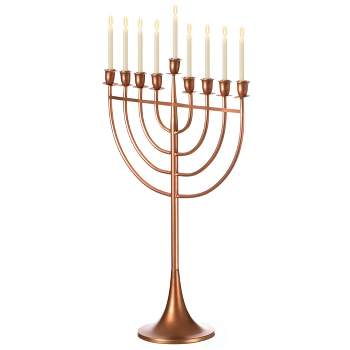 Vintiquewise Modern Solid Metal Judaica Hanukkah Menorah 9 Branched Candelabra