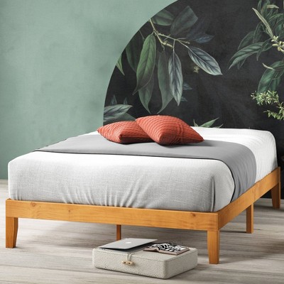 Rustic Pine Full Wood Platform Bed Frame with Slats