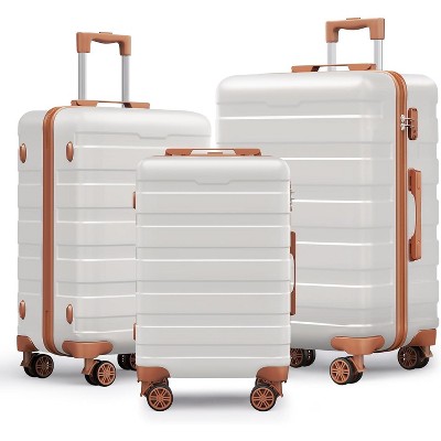 SKONYON 3pc Hardside Checked Spinner Luggage Set with TSA Lock 360° Spinner Wheels and Durable Shell