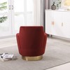 Swivel Barrel Chair, Round Accent Armchair With Gold Stainless Steel Base, Modern 360° Reading Chair for Living Room or Bedroom - 4 of 4