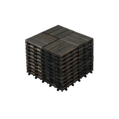 Aukfa 12x12" Interlocking Wood Deck Tiles - Waterproof Outdoor Flooring for Patio, Balcony, Pool - Easy DIY