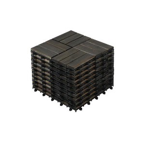 Aukfa 12x12" Interlocking Wood Deck Tiles - Waterproof Outdoor Flooring for Patio, Balcony, Pool - Easy DIY - 1 of 4