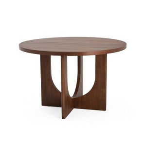 Christopher Knight Home Naomi Rustic 48" Wood Round Dining Table with Criss Cross Legs Walnut - 1 of 4