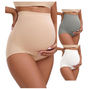 INSPIRE CHIC 3 Packs Women's High Waist Maternity Briefs Butt Lifter Seamless Comfortable Pregnancy Ladies Panties - 1 of 4