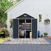 Dark Gray Resin Backyard Storage Shed with Window, Outdoor Plastic Garden Tool Shed, Weatherproof Roof Storage Shed with Large Space-Coolbibila - 3 of 4