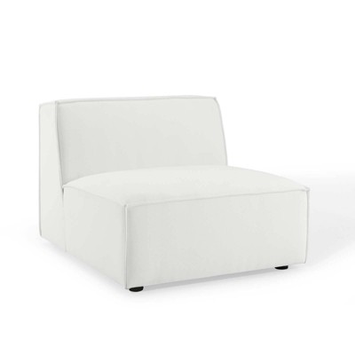 White Velvet 5-Piece Sectional Sofa with Ottoman