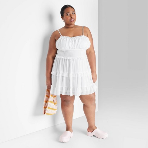 Ham voelen Analist Women's Sleeveless Tiered Chiffon Fit & Flare Skater Dress - Wild Fable™  White Xxl : Target