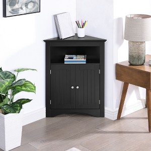 Sapphtopaz Modern Corner Storage Cabinet with Doors and Shelves Floor Corner Cabinet Free Standing Storage Cabinet for Bathroom - 1 of 4