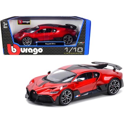 Bugatti Divo Red Metallic with Carbon Accents 1/18 Diecast Model Car by Bburago