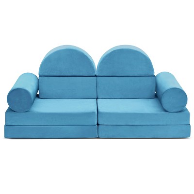 Yinvani Modular Kids Play Sofa,10-Pieces Convertible Modular Play Sofa, Muti-purpose Play Couch for Kids