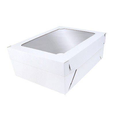O'Creme White Cardboard Quarter Size, 8" Deep, Cake Box with Window - Pack of 5