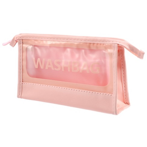 Unique Bargains Clear Letter Makeup Bags 1 Pc Pink Medium : Target