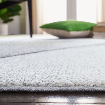 Mid-Century Modern Grey and Green Synthetic Area Rug