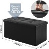 Aoibox Folding Storage Ottoman Bench with 85L Capacity, Faux Leather Black Footrest with Foam Padded Seat, Supports 350lbs for Living Room, Bedroom - 3 of 4