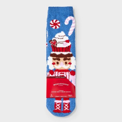 Image of Women's Candy Nutcracker Cozy Crew Socks with Gift Card Holder - Wondershop™ Blue 4-10
