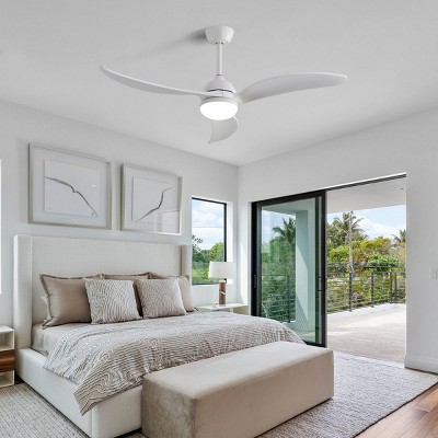 52"Smart Ceiling Fans With Dimmable Led Light 3 Solid Wood Blades Reversible Dc Motor White By Remote Or App And Voice Control-The Pop Home