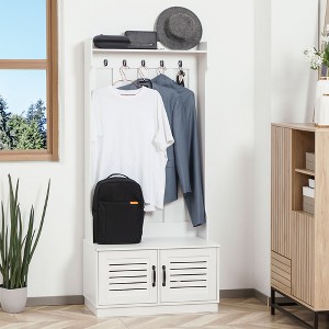 NicBex Hall Tree with 5 Hooks Modern and Simple Mud Room Bench with Storage and Seating for Entry, Living Room, White - 1 of 4