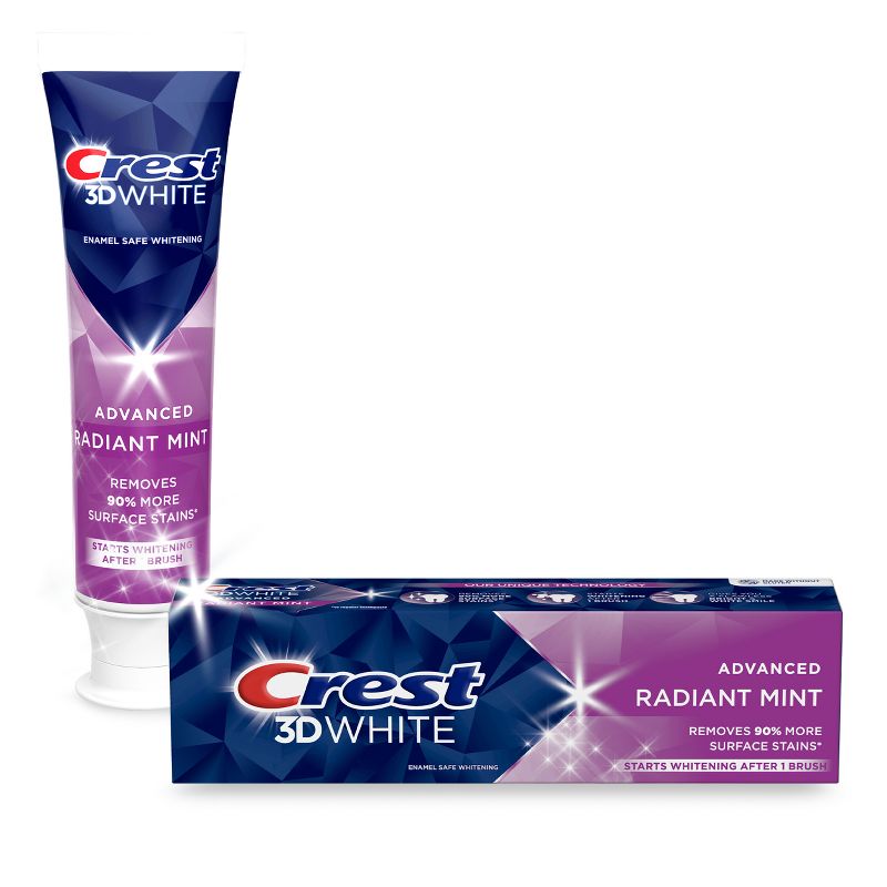 Crest 3D White Advanced Teeth Whitening Toothpaste, Radiant Mint, 1 of 15