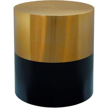 Meridian Furniture Sun Brushed Gold Top End Table with Matte Black Base