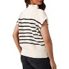 Women's Pullover Mock Turtleneck Striped Knit Top Short Sleeve Ribbed Sweater - 3 of 4