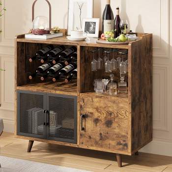 Whizmax Buffet Storage Cabinet, Vintage Coffee Bar Cabinet with Detachable Wine Rack, Sideboard Ample Storage for Kitchen Living Dining Room